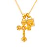 Colar de crochê com cruz de diamante banhado a ouro de cobre de longa data, corrente de clavícula empilhada, acessórios de corrente de suéter para mulheres