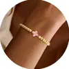 Pulsera de Abalorios Estilo Europeo y Americano de Trébol de Cuatro Hojas con 12 Piedras de Nacimiento, Moderna y Elegante, Pulsera Estilo Retro de Lujo Ligero para Mujer