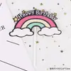 Paquete de 10 bolas de pelo para decorar tartas de cumpleaños, nubes, luna roja enchufable, nubes blancas, adornos de arcoíris para tartas, banderas.