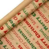 Papel de Regalo Navideño Tamaño Grande Ecológico Papel Kraft Amarillo Papel de Regalo Navideño Cuadros Rojos Cabeza de Reno Patrón de Copo de Nieve