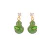 Um Veado Prata S925 Prata Esterlina Banhado A Ouro Hetian Jade Jaspe Vintage Moda Nacional Esmalte Folu Cabaça Folha De Bambu Brincos