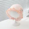 Chapéu de Bebê com Renda e Aba Larga, Chapéu de Sol de Primavera e Verão para Meninas Bebês, Chapéu de Sol Respirável para Uso Externo com Laço para Bebês e Crianças Pequenas