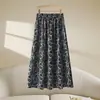Falda Midi Floral de Moda de Este Año para Mujer, Nuevo Estilo Verano 2026, Falda de Paraguas de Seda Helada con Dobladillo Ancho, Elegante Falda de Línea A