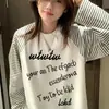 Camiseta de Manga Larga a Rayas y Bloques de Color Estilo Retro Americano para Mujer Principios de Primavera Patchwork Versátil Holgada Camisa Base Top de Cuello Redondo Raglán
