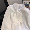Toma real 2024 principios de otoño francés top diseño sensación hermosa industria pesada camisa pequeña blanca camisa de flores tridimensionales ropa de mujer