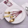Conjunto de faca e garfo aço inoxidável faca de bife e garfo colher Presente de Três Peças Presente talheres ocidentais de alta qualidade talheres banhados a ouro