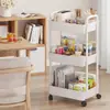 Estante de Armazenamento com Carrinho Móvel de Múltiplas Camadas para Chão Cesta de Legumes para Cozinha Caixa de Armazenamento de Lanches para Banheiro Estante de Livros Armário