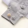 Botão Flor de Pérola Clip-On Removível Botões Decorativos de Metal com Acabamento de Luxo para Camisas, Vestidos, Acessórios de Roupa DIY