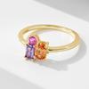 Anillo de Plata S925 Cuadrado Oval Geométrico Zirconia de Color Estilo Ins Europeo y Americano Lujo Ligero Anillo Pulsera Tesoro de Color