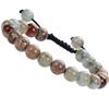 Pulseira Tecida de Cristal Rosa Colorido Pedra Onate Natural Ajustável Pulseira Tecida de Corda com Contas Joia de Pulseira