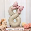 Balões de Número de 40 polegadas Balões com Laço Fosco Branco Cremoso Número Decoração de Festa de Bebê Arranjo de Aniversário Adereços