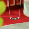 Yuebao Jewelry Plata de Ley S925 Chapado en Oro Esmeralda Lujo Ligero Elegante Geométrico Collar de Cuentas Redondas Cara Sonriente Conjunto de Sentido Avanzado Cadena