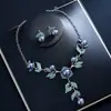 Joyería Europea y Americana, Lujo Ligero y de Gama Alta con Circonia, Accesorios Nupciales de Boda, Conjunto para Vestido de Banquete, Conjunto de Joyería al por Mayor para Mujer