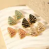 Pendientes de Acero Inoxidable Esmaltado de Alta Gama Estilo Medieval, Pendientes Triángulo Geométrico Dorados con Goteo de Aceite Personalizados y Elegantes para Mujer