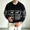 Suéter Cardigan de Punto para Hombre con Patrón de Cachorro Fair Isle, Prendas de Punto Retro de Cuello Redondo Otoño/Invierno, Top Casual