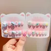 Adesivos de Unha de Desenho Animado para Crianças, Cola de Gelatina 3D Laço Estilo Curto Decoração de Dedo para Meninas Adesivos de Unha