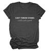 Moda de lazer europeia e americana transfronteiriça da Amazon não pode JOGAR PEDRAS estampa de letras verão versátil manga curta