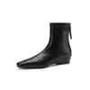 Botines planos marrones ZHR para mujer, colección de otoño 2026, botines retro de punta cuadrada, elegantes y estilizados para el trabajo