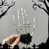 Acessório de cabeça para Halloween, véu de rosa, grampo de cabelo garra de fantasma, presilha lateral para cabelo feminina, acessório de cosplay, decoração de mão de caveira