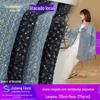 Jeans Rasgado com Lantejoulas Pequenas Estilo Hong Kong Retrô Crochê Buraco Bordado com Lantejoulas Novo Artesanato Tecido Jeans Atacado