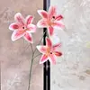 Flores Artificiais 3D Flor de Lírio Grande de Três Cabeças Buquê de Casamento Flores Decorativas Decoração de Sala de Casamento Flores Artificiais