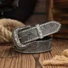 Cinturón de Cuero Tachonado para Mujer con Patrones Tallados, Cinturón Estilo Étnico, Transfronterizo Vintage Occidental Repujado Estilo Nuevo Cinturón de Vaquero