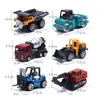 Crianças escorregam mini liga metálica modelo de carro de engenharia conjunto de caixa de presente 1:64 escavadeira pequena menino betoneira atacado