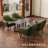 Sofá Perezoso Moderno para Balcón Silla Individual para Apartamentos Pequeños, Silla de Ocio para Hotel y Oficina, Mesa de Café, Silla de Cuero Cómoda de Lujo Ligero para Apartamento