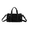 Nova Bolsa de Mão Color Block de Grande Capacidade Feminina Bolsa Cilíndrica Versátil Casual Transversal de Tecido Bolsa Transversal de Viagem com Múltiplos Bolsos