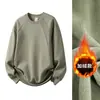 Trendy Men's Autumn and Winter Sweatshirt American Round Neck Pullover Loose Casual Japanese Style Solid Color Fleece Thick Versatile T-Shirt