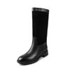 Botas vaqueras occidentales de estilo nuevo 2025 con bloques de color, Botas retro de punta redonda con tacón grueso hasta la pantorrilla, Botas altas hasta la rodilla