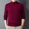 Suéter para Hombre de Comercio Exterior Invierno Resistente al Frío Cálido Suéter de Cuello Redondo Algodón Puro Hombre Suéter de Punto Rojo Otoño e Invierno
