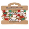 Pulseira de Natal Pulseira de Contas Transfronteiriça Boneco de Neve Árvore de Natal Velho Chifre Pulseira com Pingente de Presente Atacado
