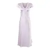 Vestido cruzado de verano nuevo estilo vintage europeo y americano de lunares con fruncido en la cintura, manga corta, longitud media, encaje empalmado, escote en V profundo