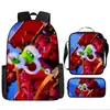 Cabelo verde estranho Grinch transfronteiriço nova mochila dos desenhos animados bolsa de ombro bolsa de três peças bolsa caneta uma geração de cabelo