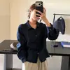 Estilo Coreano Outono Novo Solta Emagrecimento Casual Manga Longa Camisa Feminina Temperamento Versátil Top