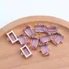 Brincos de pingente de colar retangulares de vidro colorido banhados a ouro 18K real, anel duplo, acessórios de joalheria semiacabados