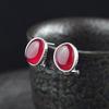 Joias de prata S925 com personalidade brincos da moda para senhoras fivela de orelha de corindo vermelho lisa mercadoria de fábrica nova