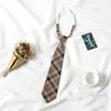 Corbata Negra Estilo Retro Japonés Estilo Universitario Camisa Perezosa Sin Corbata a Cuadros Decoración Casual para Hombre