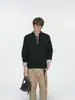 Fábrica de Origen Estilo Japonés Moderno Artístico Versátil Suéter Simple Ins Nuevo Estilo Media Cremallera Tejido de Punto Grueso Ropa de Punto para Hombre
