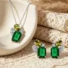 Jing Xu Aretes y Collar de Plata de Ley S925 con Piedra Preciosa Esmeralda Moda Simple Joyería de Gama Alta Set para el Día de la Madre