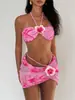 2026 Bikini Sexy de Tres Piezas con Estampado Triangular para Vacaciones y Comercio Exterior Europeo y Americano