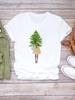 Camiseta Árvore de Natal Feliz Ano Novo Roupa Sapato com Carta Adorável