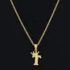 Collar Popular Transfronterizo con Incrustaciones de Cobre y Circonita Letra Inglesa Colgante de Corona Letra para Mujer Cadena Versátil para Clavícula Joyería que Conserva el Color