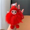 Lindo llavero colgante de peluche con forma de ojo grande para coche, con personalidad, creativo, de piel de zorro real, para bolso, adornos colgantes.
