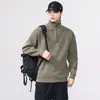 Yidao Vintage 2025 Outono/Inverno Nova Marca de Tendência Jovem Suéter de Gola Alta com Zíper Parcial Masculino Casual Malha Quente