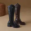 First Encounter Temporada 2026 Otoño/Invierno Botas Nuevas para Mujer Tacón Grueso Botas Adelgazantes Caña Alta Suela Gruesa Botas Rider Petite