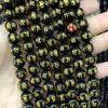 Ágata negra seis caracteres mantra cuentas sueltas accesorios para joyería diy ágata bronceado cuentas con cuentas sánscritas productos semiacabados al por mayor