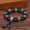 Obsidiana natural de imitación dorado seis palabras verdaderas cuentas de Buda pulsera de mano cabeza de Buda cuentas pagoda cuentas de té retro retro Plata Tailandesa