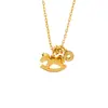 Collar de Moneda de Hielo Brillante Estilo Lujo Ligero con Caballo para Mujer, Cadena para Clavícula de Madera con Caballo del Año del Caballo Vietnamita de Oro Arena Vintage